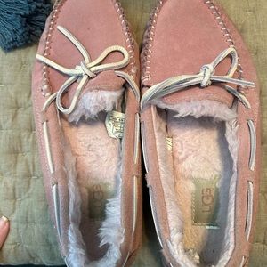 Pink UGG moccasin slippers